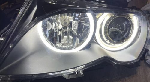 BMW E36 / E39 / E38 / E46 (Xenon) – SMD LED Angel Eyes szett, Opál búrás, Fehér
