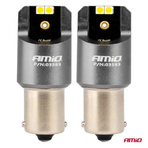 AMIO P21W LED CANBUS PRO BA15S  4x3030 SMD FEHÉR 12/24V PÁRBAN