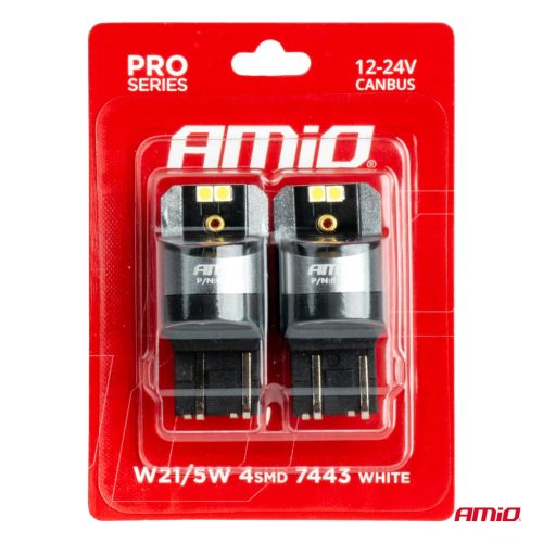 AMIO W21/5W 4x3030 SMD FEHÉR 12/24V CANBUS