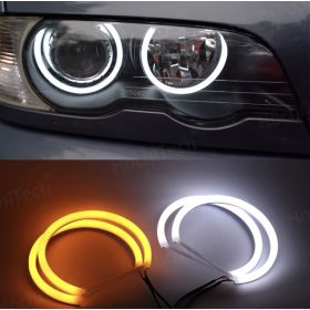   BMW E36 / E39 / E38 / E46 (Xenon) – SMD LED Angel Eyes szett, Opál búrás, Fehér + Sárga (Index funkcióval)