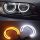 BMW E36 / E39 / E38 / E46 (Xenon) – SMD LED Angel Eyes szett, Opál búrás, Fehér + Sárga (Index funkcióval)