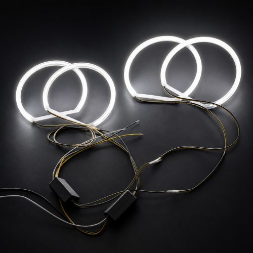 BMW E36 / E39 / E38 / E46 (Xenon) – SMD LED Angel Eyes szett, Opál búrás, Fehér + Sárga (Index funkcióval)