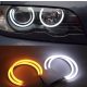 BMW E46 Halogén – SMD LED Angel Eyes szett, Opál búrás, Fehér + Sárga (Index funkcióval)